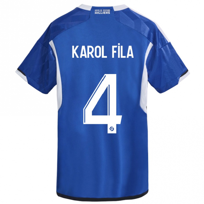 Hombre Fútbol Camiseta Karol Fila #4 Azul 1ª Equipación 2023/24