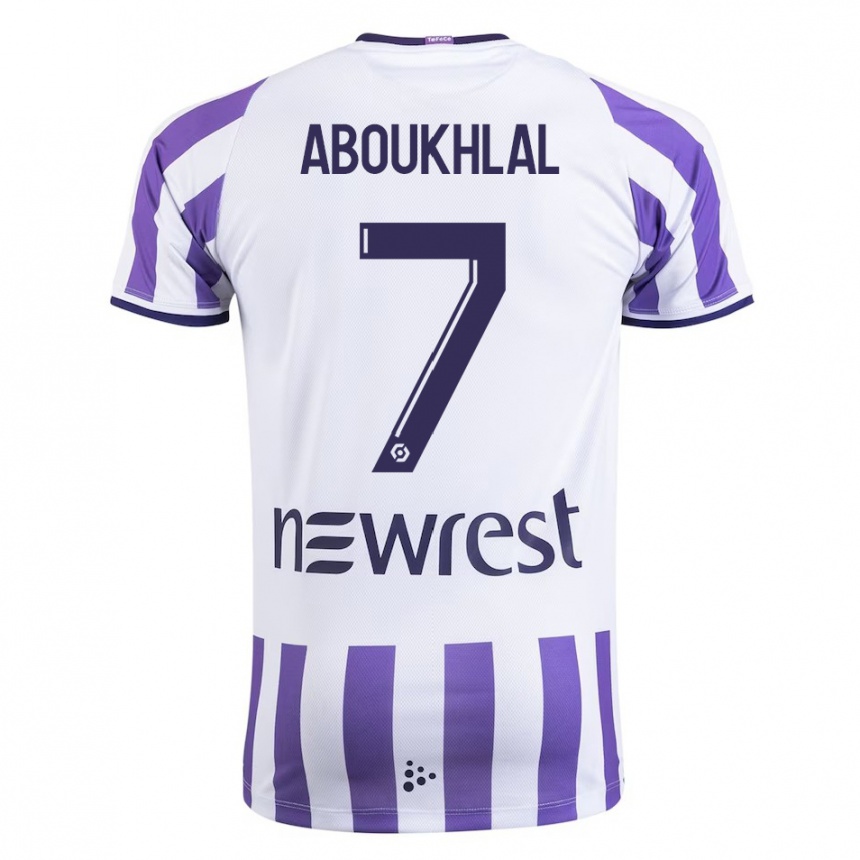 Hombre Fútbol Camiseta Zakaria Aboukhlal #7 Blanco 1ª Equipación 2023/24