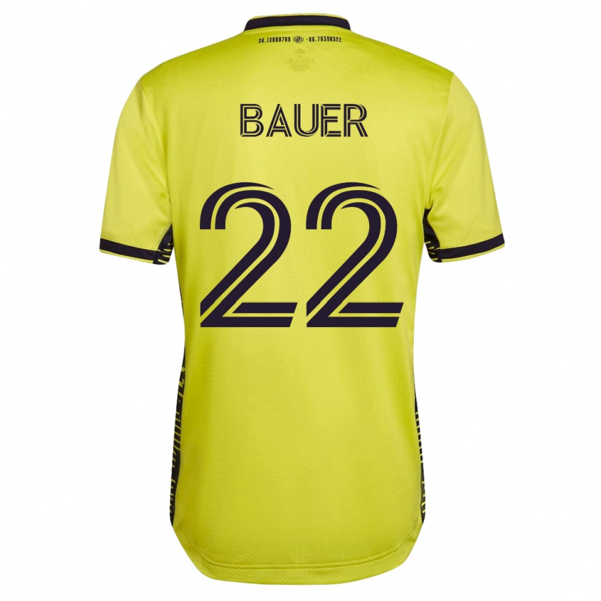 Hombre Fútbol Camiseta Josh Bauer #22 Amarillo 1ª Equipación 2023/24