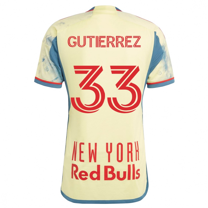 Hombre Fútbol Camiseta Juan Gutierrez #33 Amarillo 1ª Equipación 2023/24