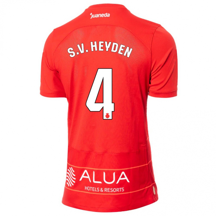 Hombre Fútbol Camiseta Siebe Van Der Heyden #4 Rojo 1ª Equipación 2023/24