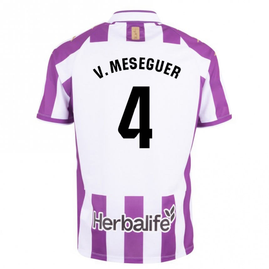 Hombre Fútbol Camiseta Víctor Meseguer #4 Morado 1ª Equipación 2023/24