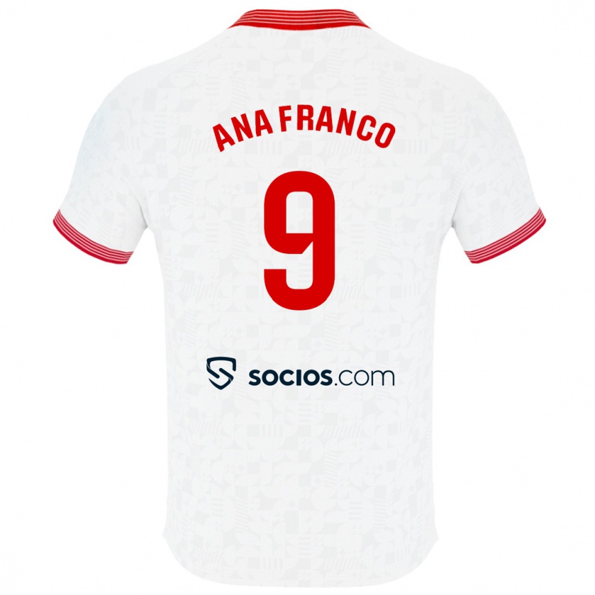 Hombre Fútbol Camiseta Ana Franco De La Vega #9 Blanco 1ª Equipación 2023/24