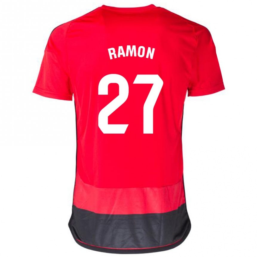 Hombre Fútbol Camiseta Pablo Ramón #27 Negro Rojo 1ª Equipación 2023/24