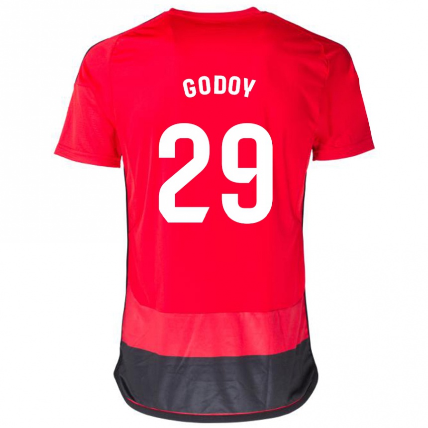 Hombre Fútbol Camiseta Alan Godoy #29 Negro Rojo 1ª Equipación 2023/24