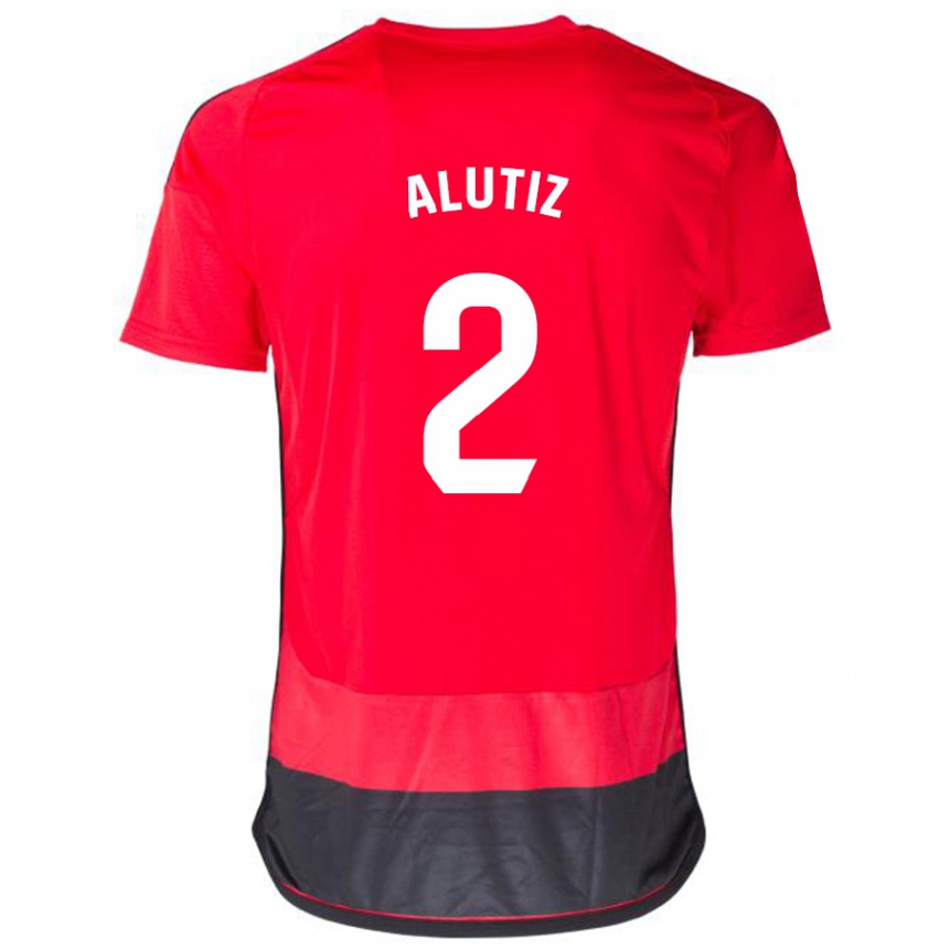 Hombre Fútbol Camiseta Hodei Alutiz #2 Negro Rojo 1ª Equipación 2023/24