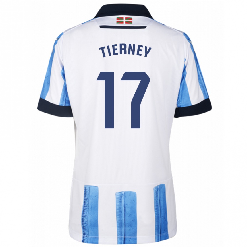 Hombre Fútbol Camiseta Kieran Tierney #17 Azul Blanco 1ª Equipación 2023/24