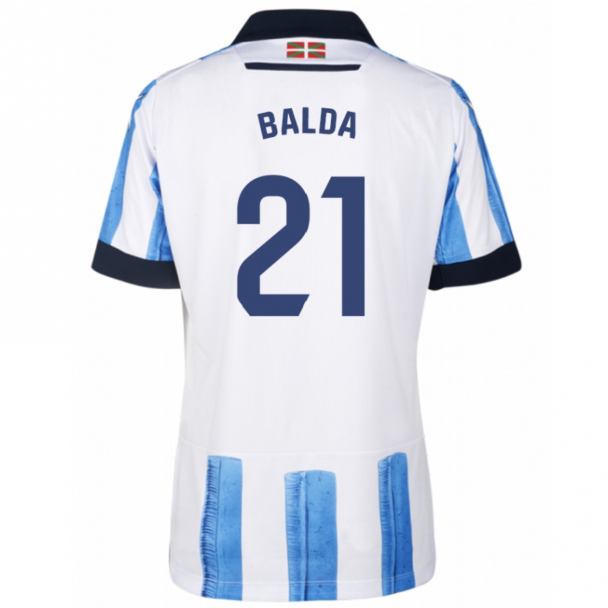 Hombre Fútbol Camiseta Jon Balda #21 Azul Blanco 1ª Equipación 2023/24