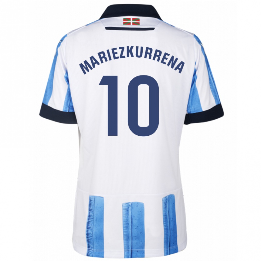 Hombre Fútbol Camiseta Arkaitz Mariezkurrena #10 Azul Blanco 1ª Equipación 2023/24