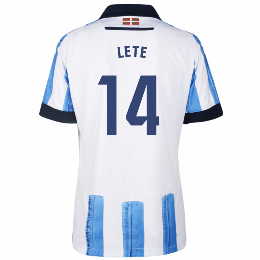 Hombre Fútbol Camiseta Eñaut Lete #14 Azul Blanco 1ª Equipación 2023/24