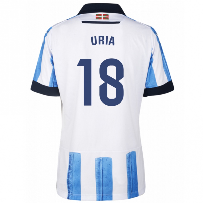 Hombre Fútbol Camiseta Mirari Uria Gabilondo #18 Azul Blanco 1ª Equipación 2023/24