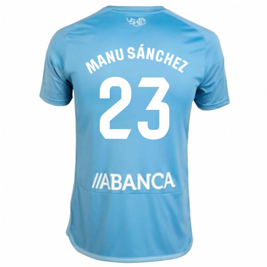 Hombre Fútbol Camiseta Manu Sanchez #23 Azul 1ª Equipación 2023/24