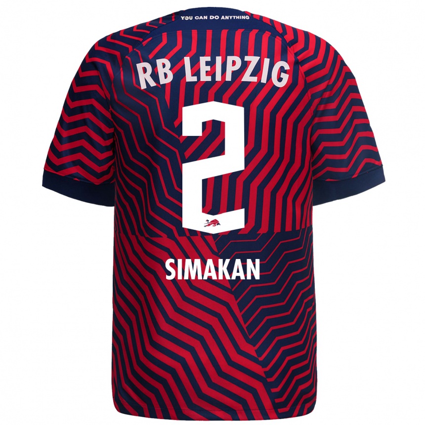 Hombre Fútbol Camiseta Mohamed Simakan #2 Azul Rojo 2ª Equipación 2023/24