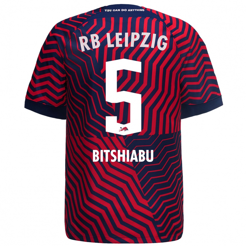 Hombre Fútbol Camiseta El Chadaille Bitshiabu #5 Azul Rojo 2ª Equipación 2023/24