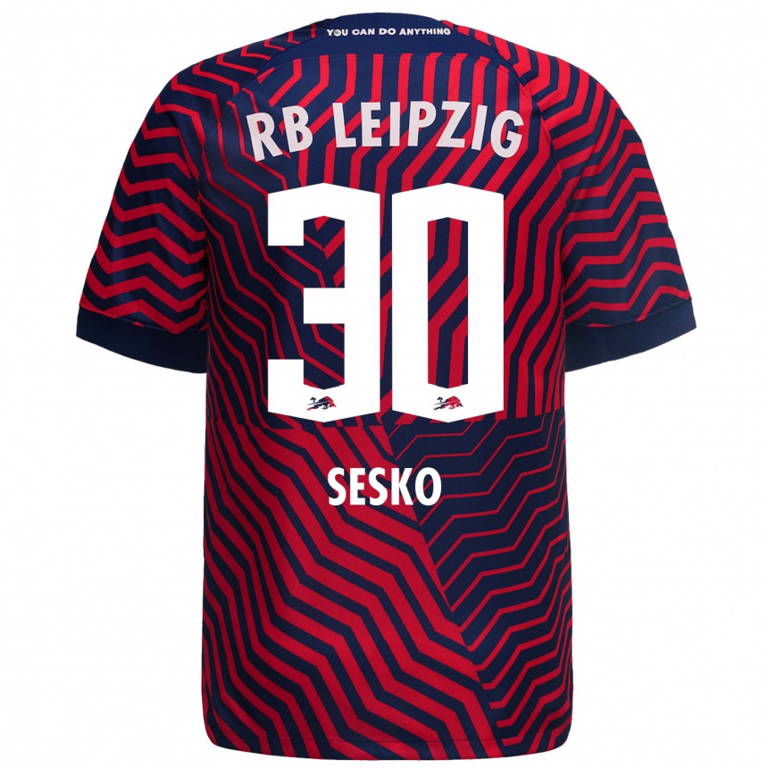 Hombre Fútbol Camiseta Benjamin Sesko #30 Azul Rojo 2ª Equipación 2023/24