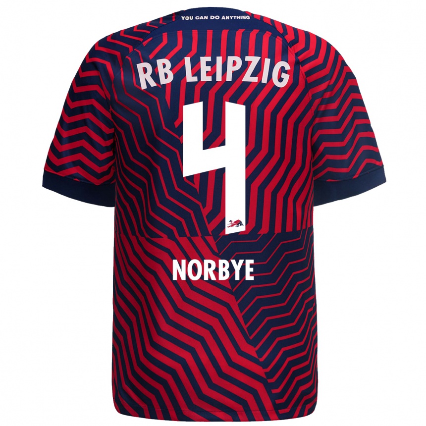 Hombre Fútbol Camiseta Jonathan Norbye #4 Azul Rojo 2ª Equipación 2023/24