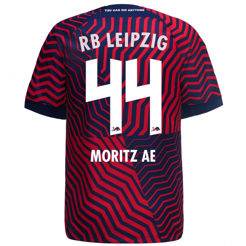 Hombre Fútbol Camiseta Moritz Aé #44 Azul Rojo 2ª Equipación 2023/24