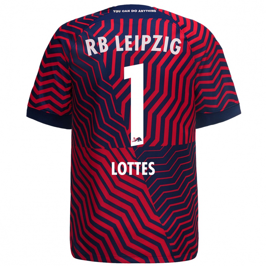 Hombre Fútbol Camiseta Benjamin Lottes #1 Azul Rojo 2ª Equipación 2023/24