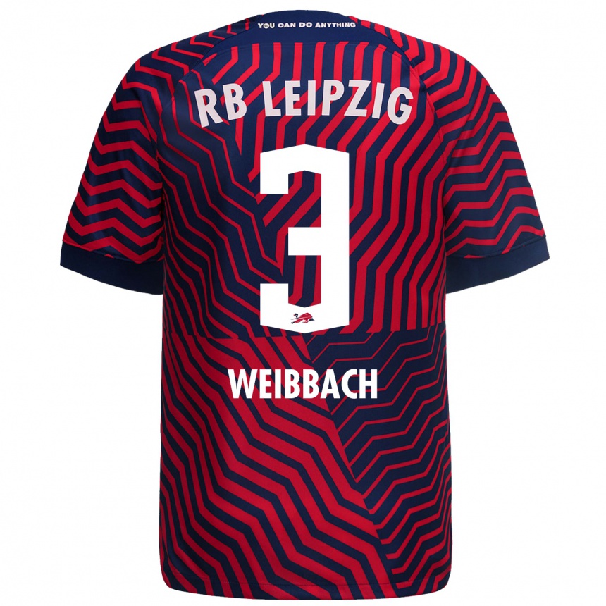 Hombre Fútbol Camiseta Noah Weißbach #3 Azul Rojo 2ª Equipación 2023/24