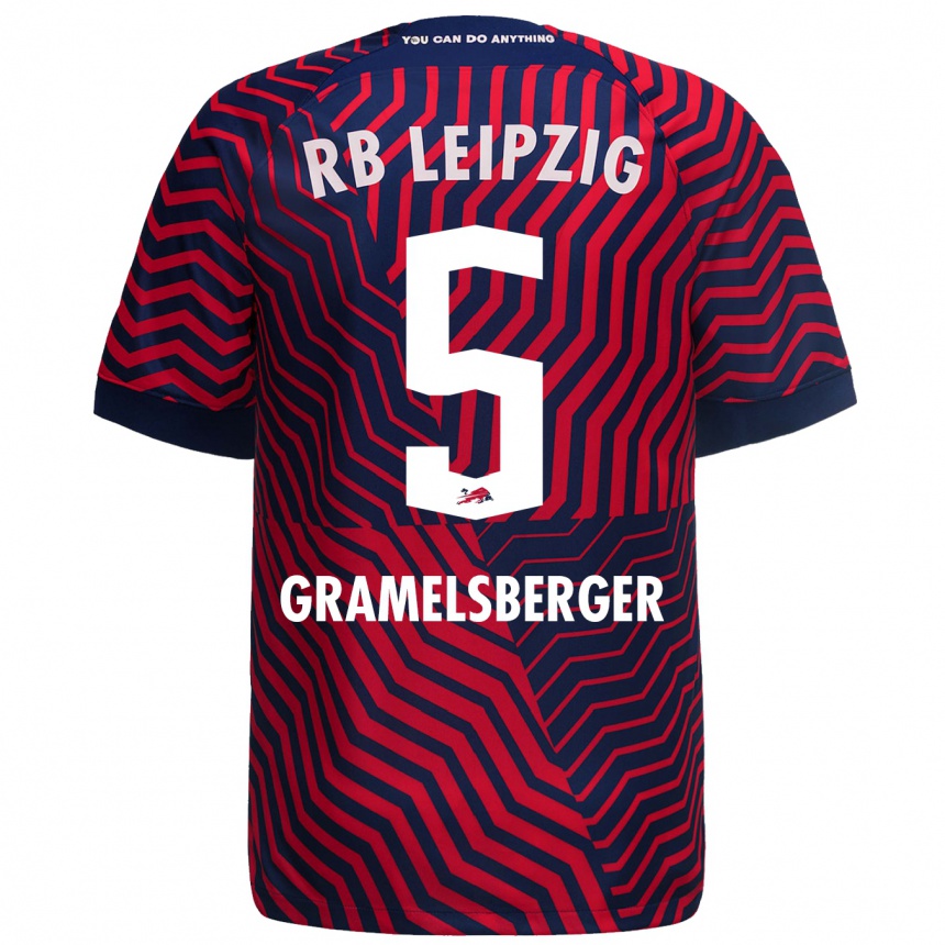 Hombre Fútbol Camiseta Lennert Gramelsberger #5 Azul Rojo 2ª Equipación 2023/24