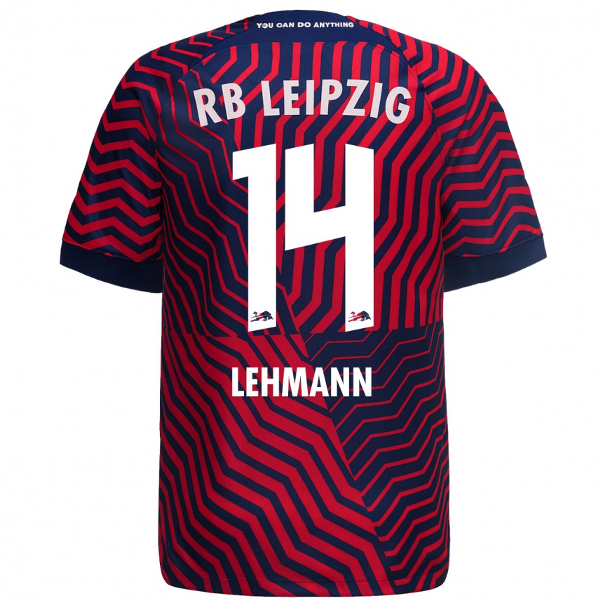 Hombre Fútbol Camiseta Noah Lehmann #14 Azul Rojo 2ª Equipación 2023/24