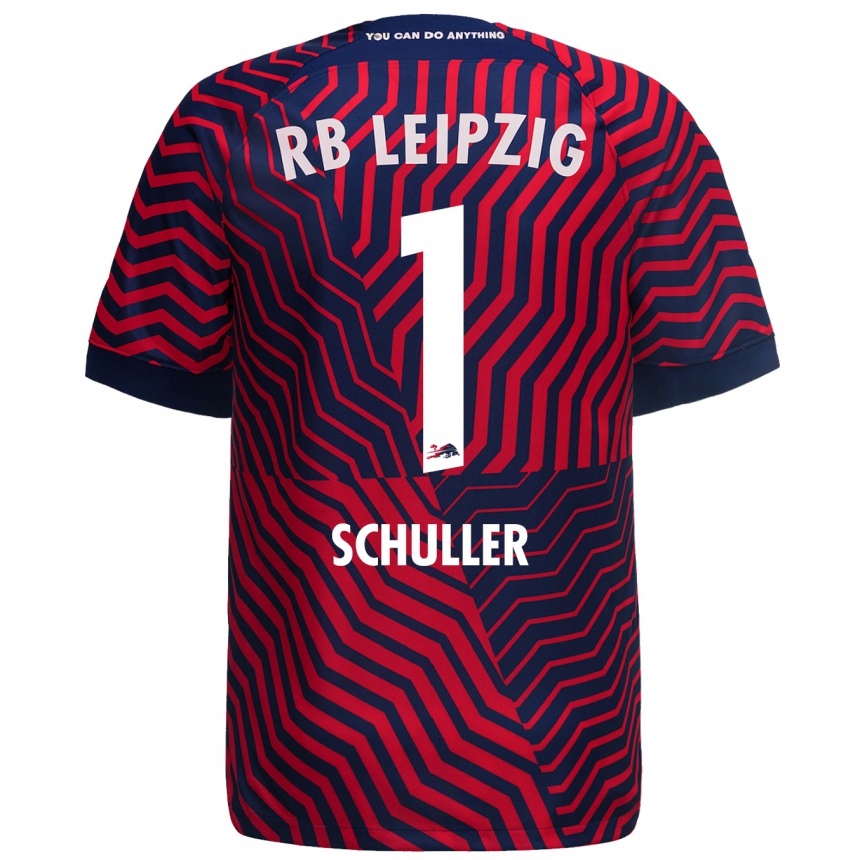 Hombre Fútbol Camiseta Gina Schüller #1 Azul Rojo 2ª Equipación 2023/24