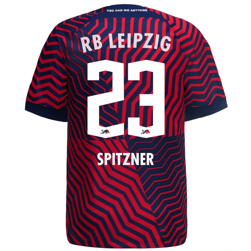 Hombre Fútbol Camiseta Kyra Spitzner #23 Azul Rojo 2ª Equipación 2023/24