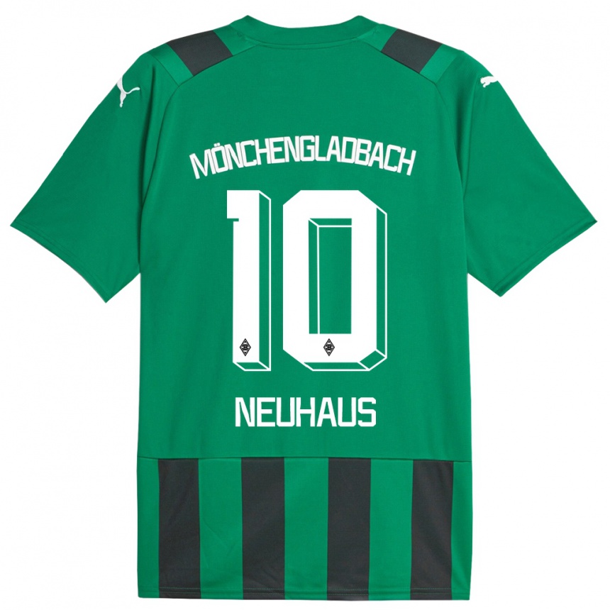 Hombre Fútbol Camiseta Florian Neuhaus #10 Verde Negro 2ª Equipación 2023/24