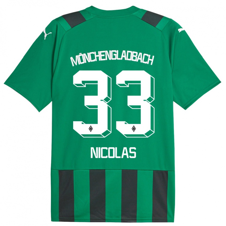 Hombre Fútbol Camiseta Moritz Nicolas #33 Verde Negro 2ª Equipación 2023/24