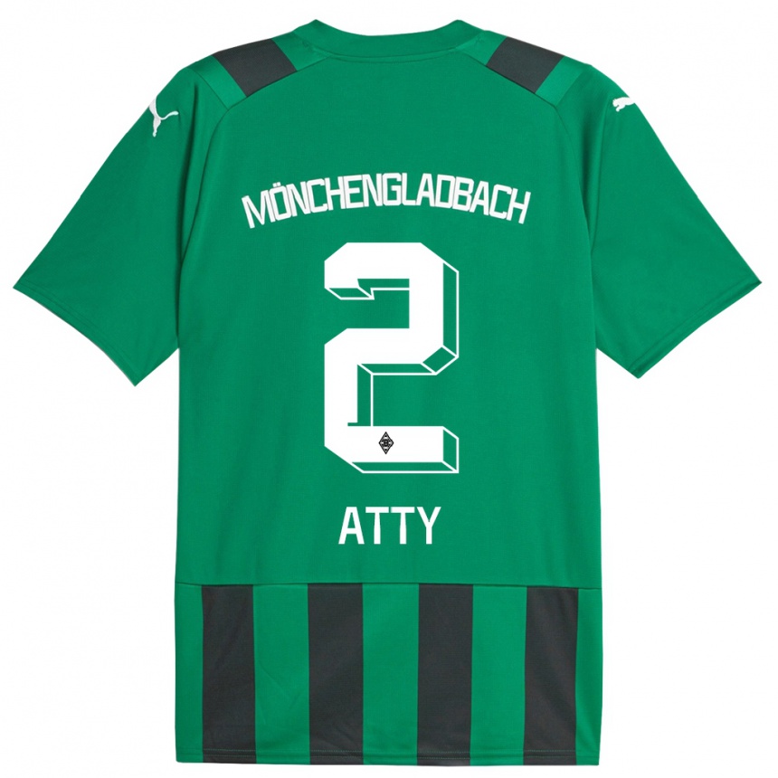 Hombre Fútbol Camiseta Yassir Atty #2 Verde Negro 2ª Equipación 2023/24