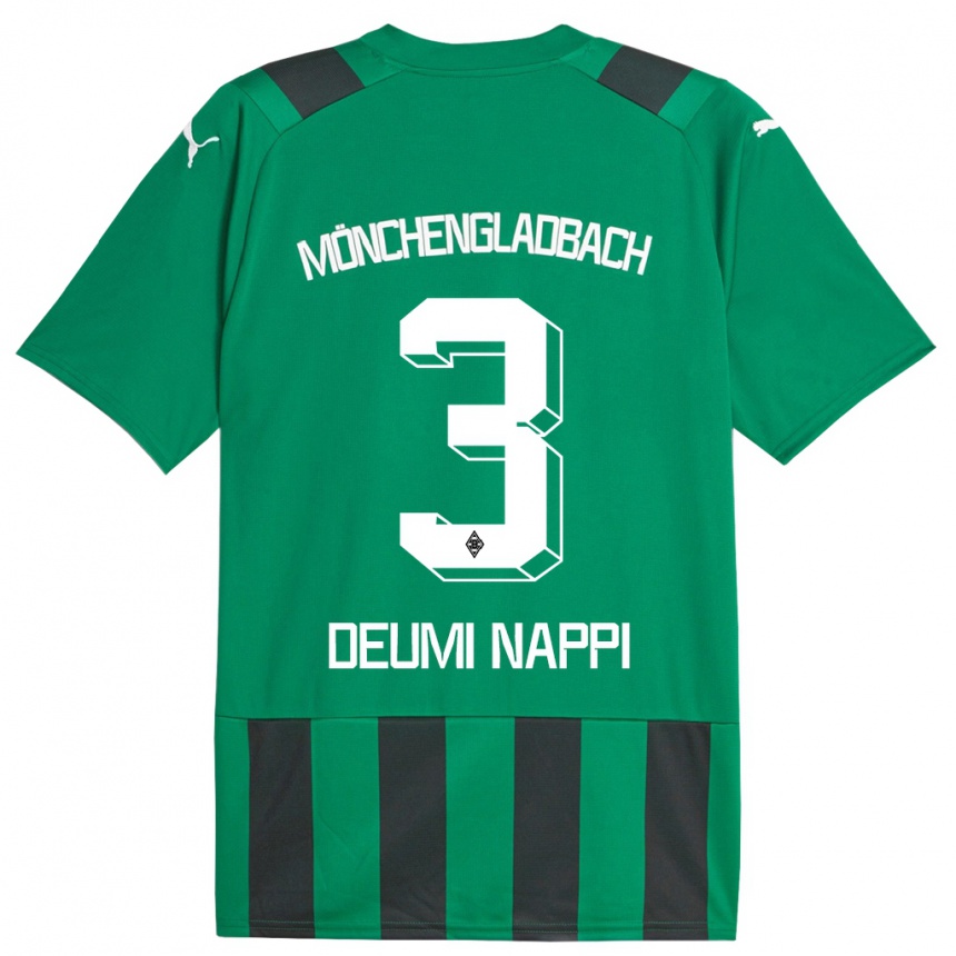 Hombre Fútbol Camiseta Dimitrie Deumi Nappi #3 Verde Negro 2ª Equipación 2023/24
