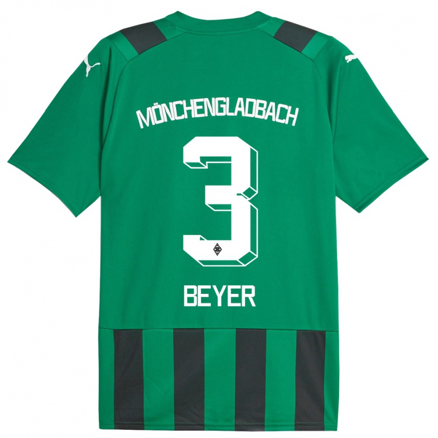 Hombre Fútbol Camiseta Pia Beyer #3 Verde Negro 2ª Equipación 2023/24