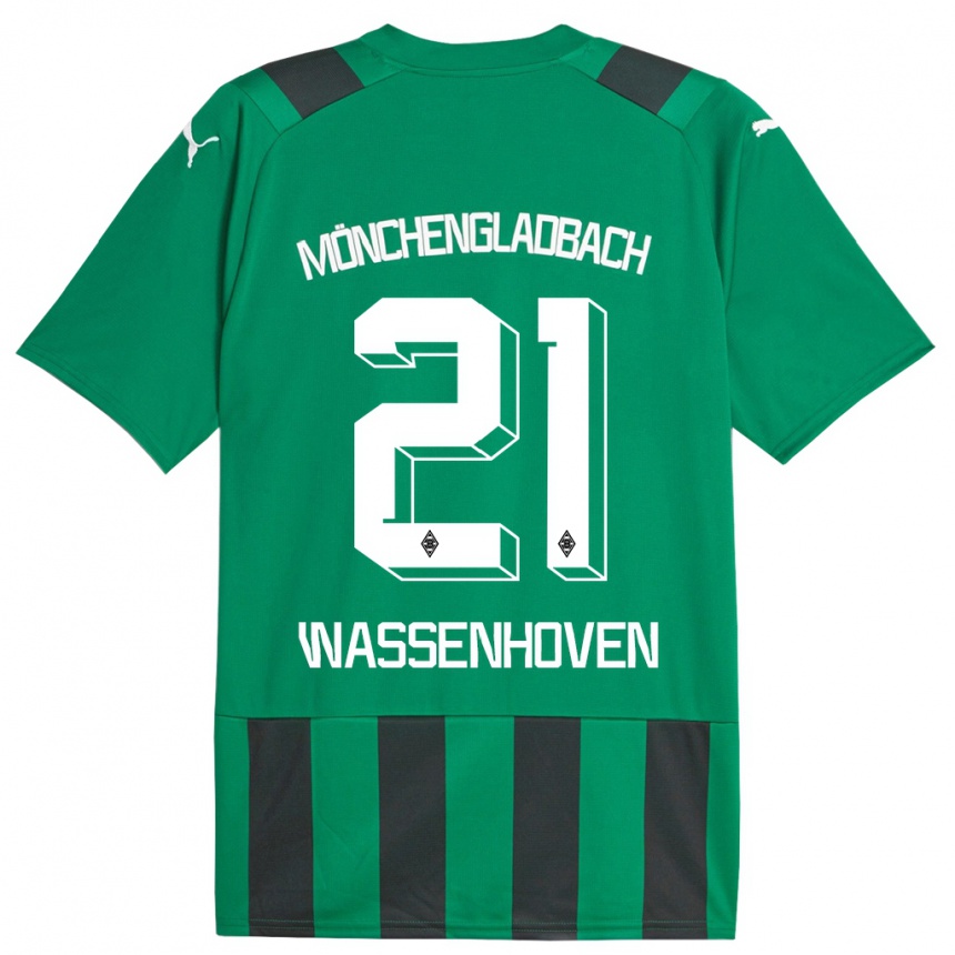 Hombre Fútbol Camiseta Michelle Wassenhoven #21 Verde Negro 2ª Equipación 2023/24
