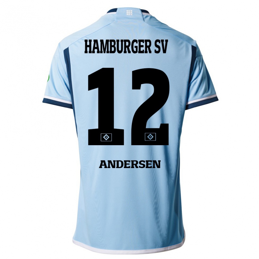 Hombre Fútbol Camiseta Patrick Andersen #12 Azul 2ª Equipación 2023/24