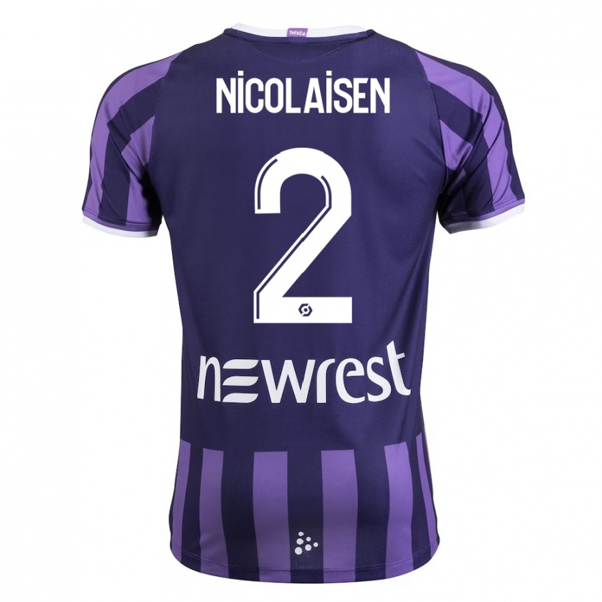 Hombre Fútbol Camiseta Rasmus Nicolaisen #2 Morado 2ª Equipación 2023/24