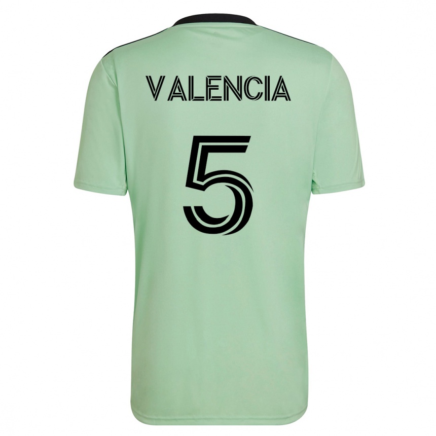Hombre Fútbol Camiseta Jhojan Valencia #5 Verde Claro 2ª Equipación 2023/24
