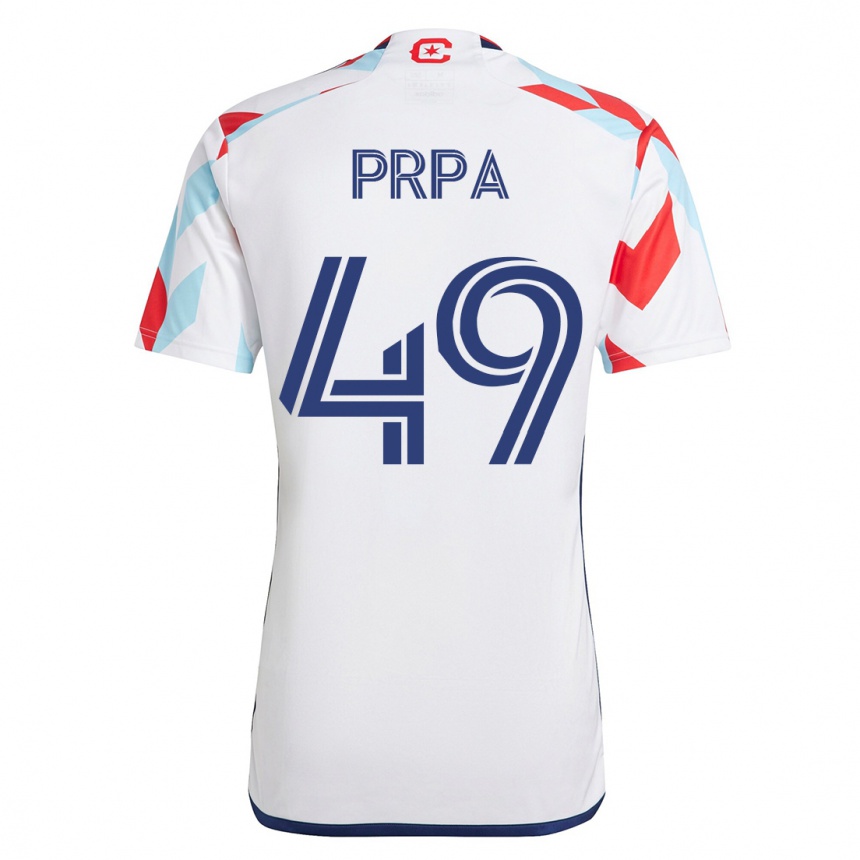 Hombre Fútbol Camiseta Luka Prpa #49 Blanco Azul 2ª Equipación 2023/24