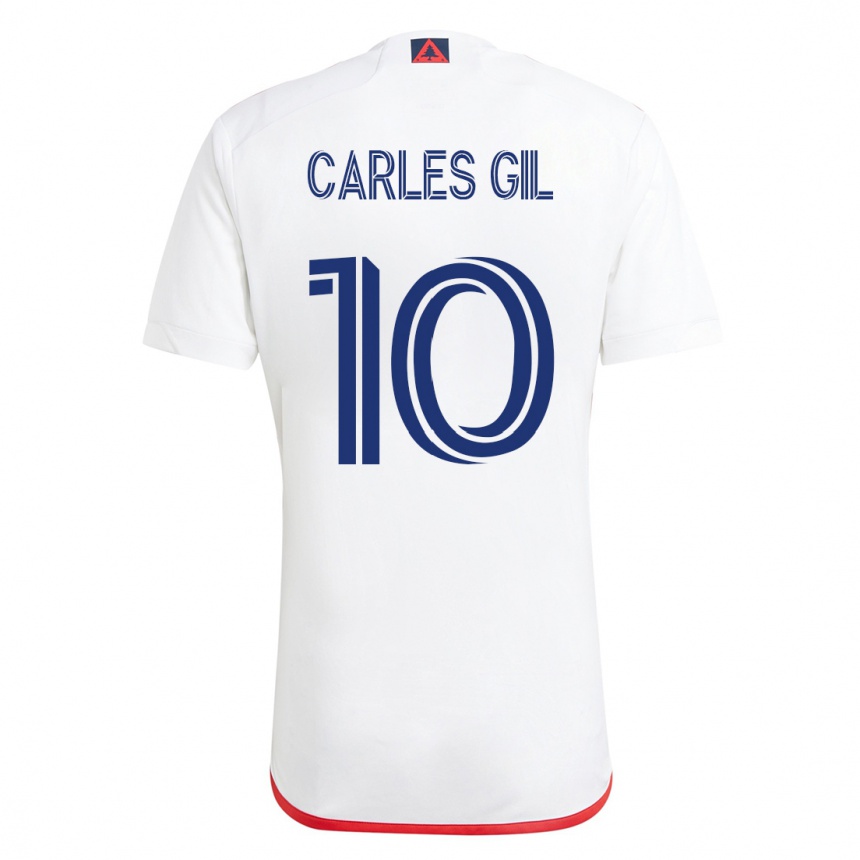 Hombre Fútbol Camiseta Carles Gil #10 Blanco Rojo 2ª Equipación 2023/24