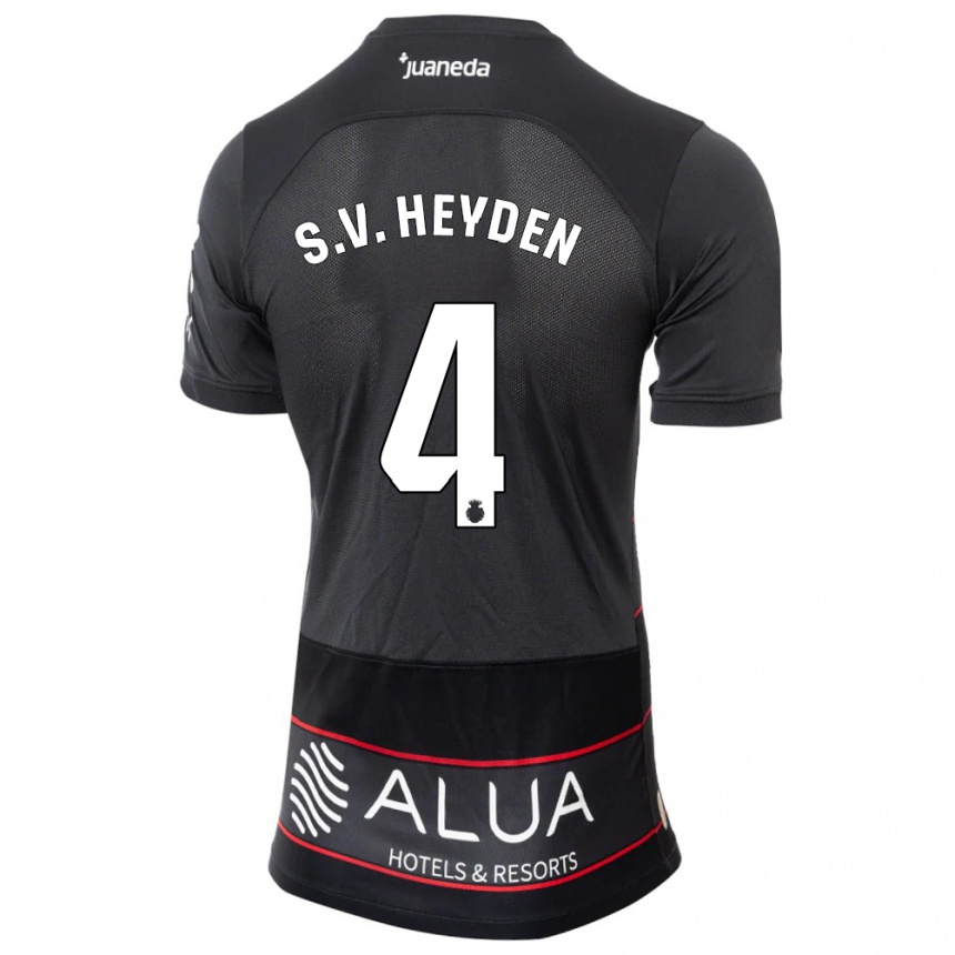 Hombre Fútbol Camiseta Siebe Van Der Heyden #4 Negro 2ª Equipación 2023/24