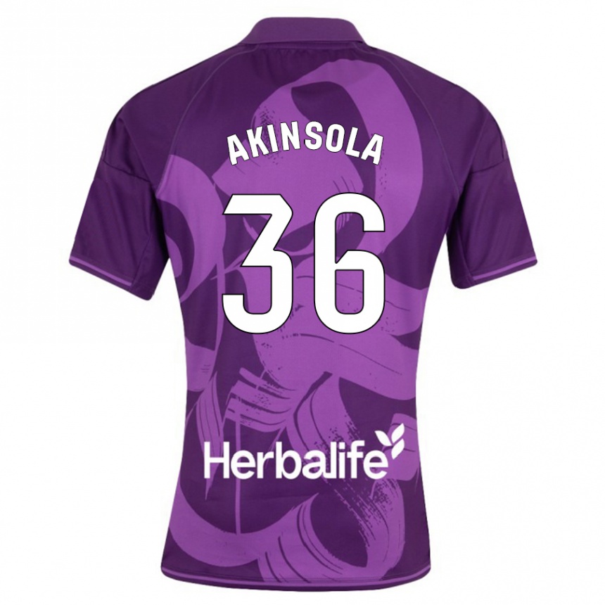 Hombre Fútbol Camiseta Tunde Akinsola #36 Violeta 2ª Equipación 2023/24