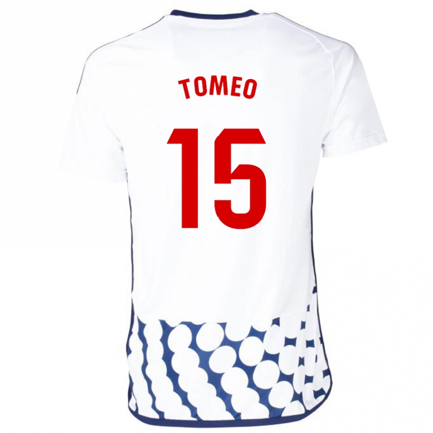 Hombre Fútbol Camiseta Pablo Tomeo #15 Blanco 2ª Equipación 2023/24