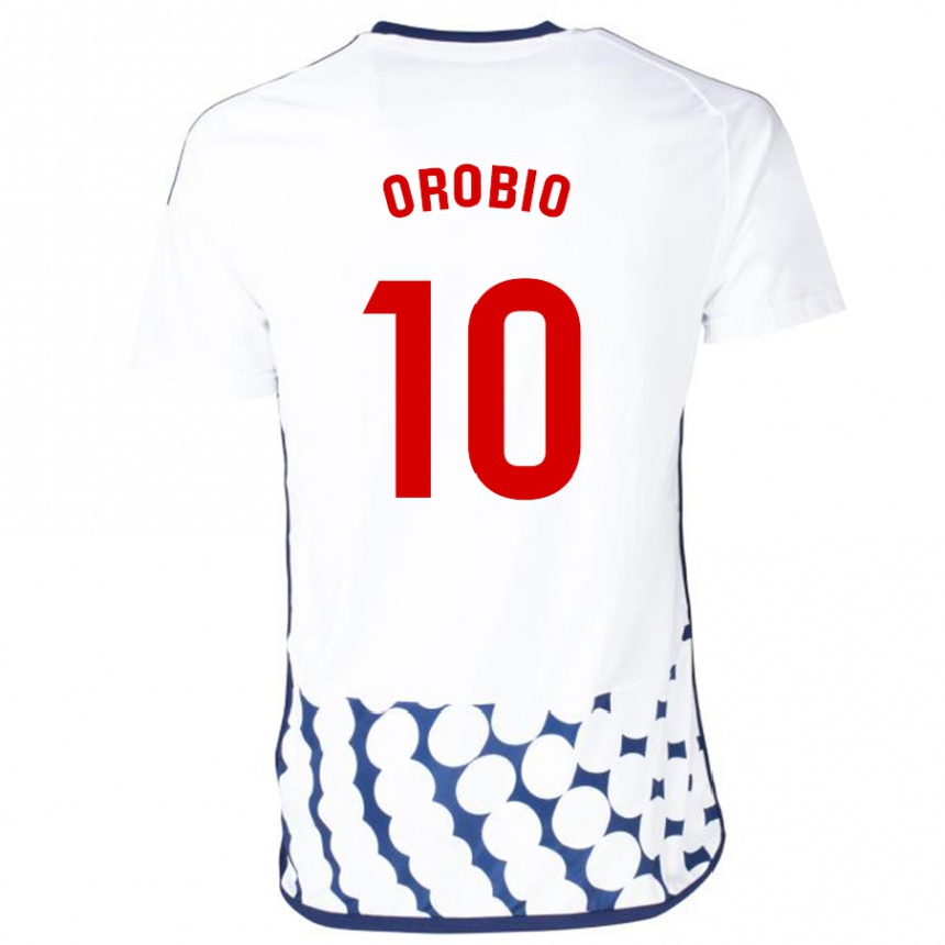 Hombre Fútbol Camiseta Ekhiotz Orobio #10 Blanco 2ª Equipación 2023/24