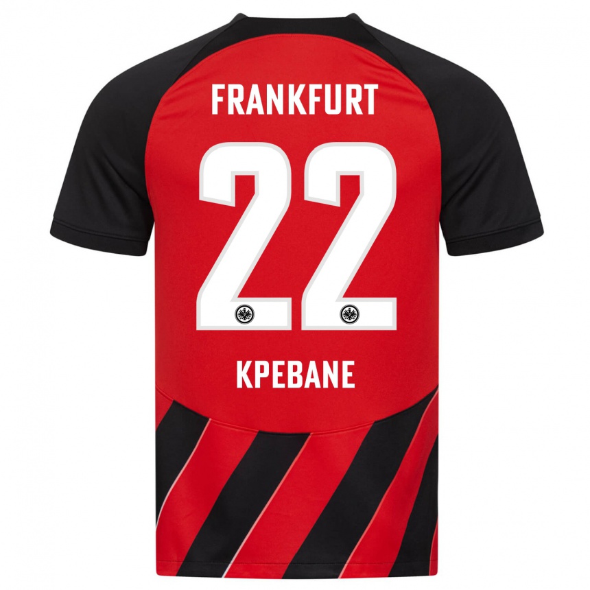 Mujer Fútbol Camiseta Tamiou Kpebane #22 Negro Rojo 1ª Equipación 2023/24