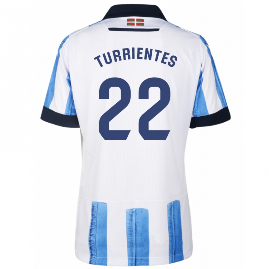 Mujer Fútbol Camiseta Beñat Turrientes #22 Azul Blanco 1ª Equipación 2023/24