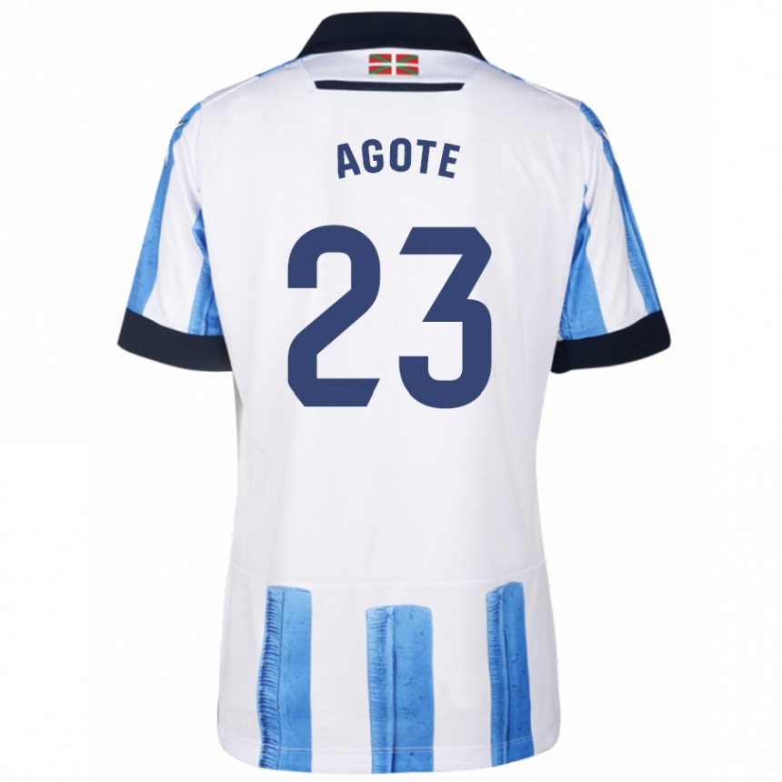 Mujer Fútbol Camiseta Unax Agote #23 Azul Blanco 1ª Equipación 2023/24