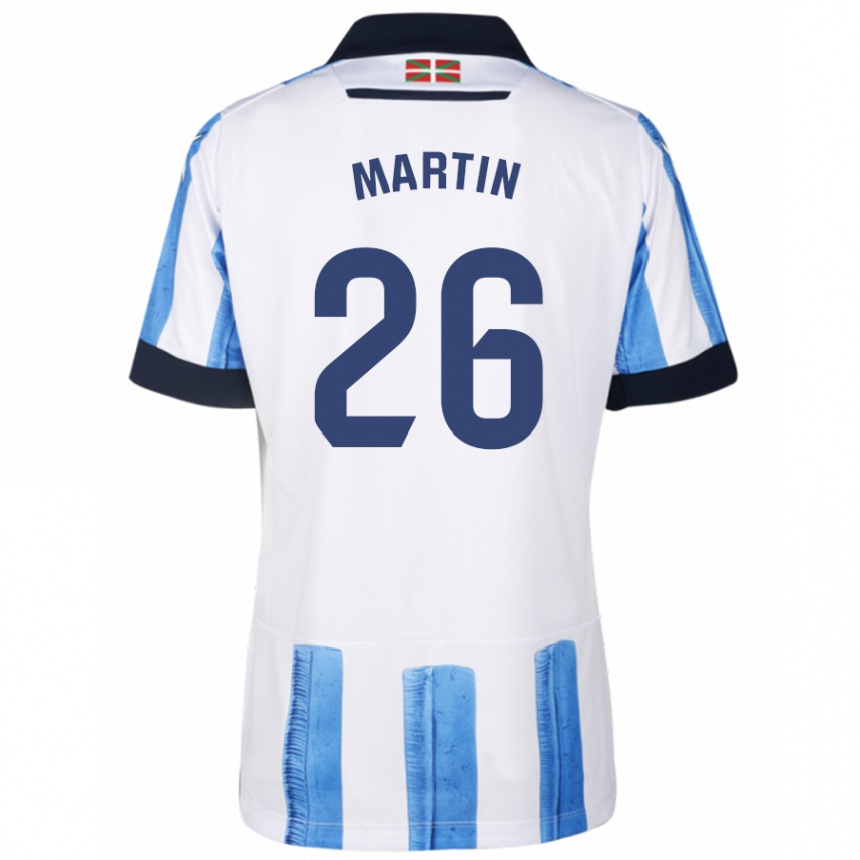 Mujer Fútbol Camiseta Jon Martín #26 Azul Blanco 1ª Equipación 2023/24