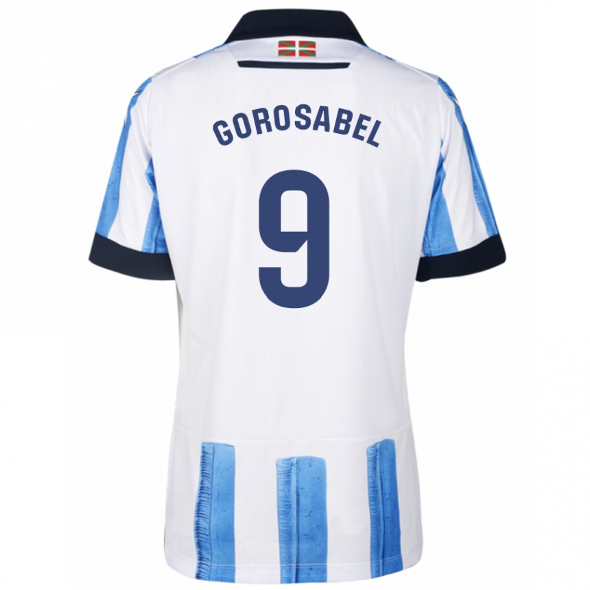 Mujer Fútbol Camiseta Jakes Gorosabel #9 Azul Blanco 1ª Equipación 2023/24