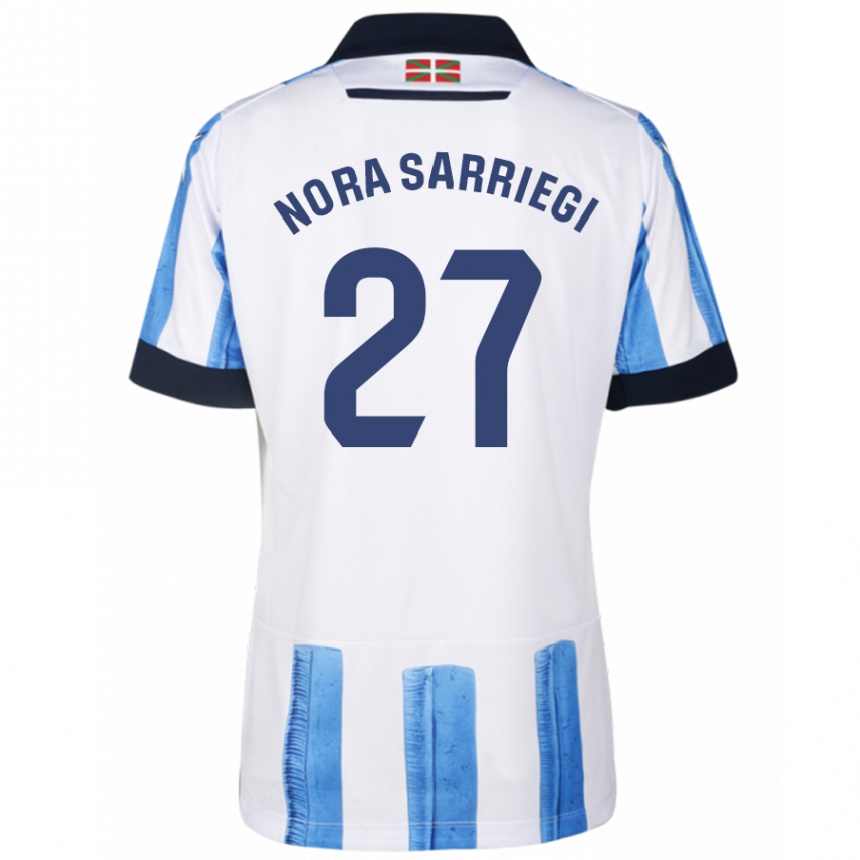 Mujer Fútbol Camiseta Nora Sarriegi Galdos #27 Azul Blanco 1ª Equipación 2023/24