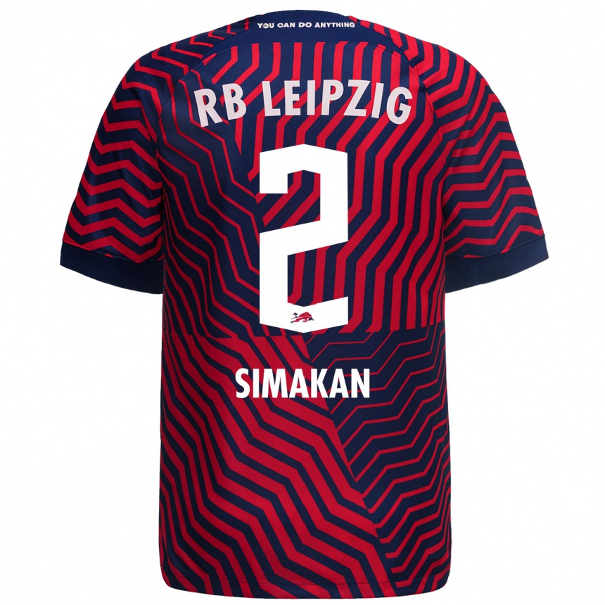 Mujer Fútbol Camiseta Mohamed Simakan #2 Azul Rojo 2ª Equipación 2023/24