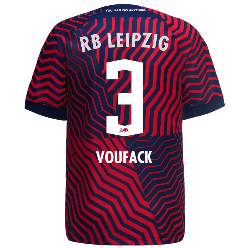 Mujer Fútbol Camiseta Lionel Voufack #3 Azul Rojo 2ª Equipación 2023/24